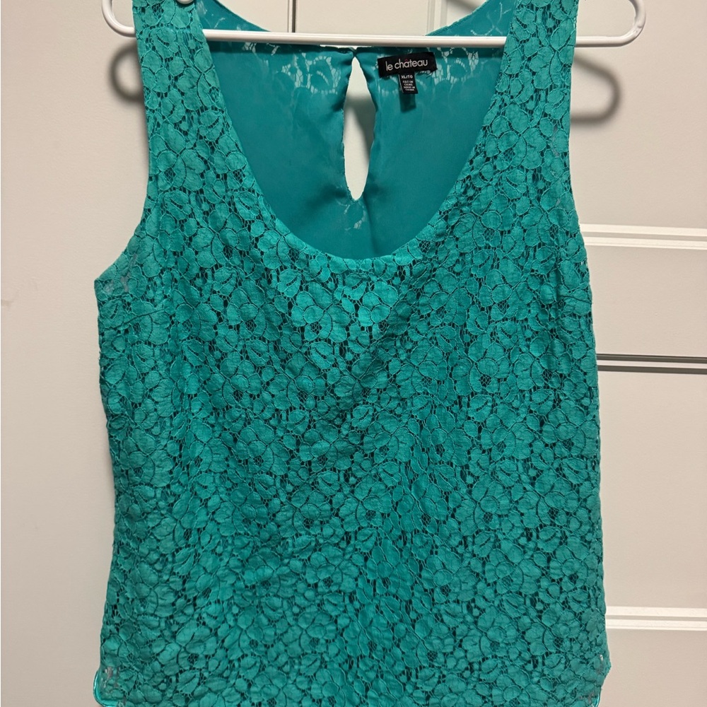 Le Chateau Teal Lace Women's Top